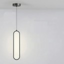 Candeeiro suspenso LED minimalista 16 W Iluminação oval moderna com cabo suspenso de 2 m Candeeiro de metal inox, luz branca quente 9 x 40 cm 2