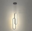 Candeeiro suspenso LED minimalista 36 W Iluminação oval moderna dupla com cabo suspenso de 1,5 m Candeeiro de metal inoxidável com dois ovais, luz branca quente 9 x 40 cm 2