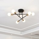 Candeeiro suspenso moderno em forma de A Design ajustável 6 fontes de luz Estrutura metálica Soquete E27 compatível com LED Iluminação 8-12 m² 1