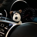 Cane pilota di peluche decorazione per auto da attaccare alla leva del tergicristallo o dell'indicatore di direzione ornamento per interni figura di peluche 2