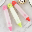 Caneta de decoração em silicone para pastelaria com 2 bicos 14,7 × 2,3 cm para decoração fina de cremes, coberturas e chocolate para doces 6