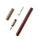 Caneta de tinta recarregável estilo retro 0,5 mm em madeira com acabamento em bronze para caligrafia e escrita, uso escolar 2
