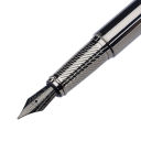 Caneta-tinteiro metálica com ponta média 0,5 mm comprimento 13,8 cm caneta de tinta cinza prateada para escola escritório escrita diária 2