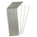 Cannucce metalliche per bere in acciaio inossidabile 8 pz Piegate e riutilizzabili Lunghezza 21,5 cm Inclusi 3 spazzolini per la pulizia 2