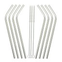 Cannucce metalliche per bere in acciaio inossidabile 8 pz Piegate e riutilizzabili Lunghezza 21,5 cm Inclusi 3 spazzolini per la pulizia 8