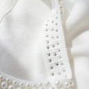 Canotta da Donna Taglia Universale Monocromatica con Perline Spalline Larghe Scollo a O Materiale Poliestere Cotone 2