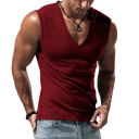 Canotta da Uomo con Scollo a V Unicolore Poliestere Spandex Top Leggero Elastico per Sport Fitness Tempo Libero Estate 3