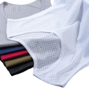 Canotta sportiva da uomo Design monocolore Collo a O Poliestere traspirante Materiale funzionale leggero Per fitness e corsa 2