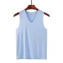Canottiera da uomo con scollo a V Canottiera monocolore in poliestere e seta Materiale leggero e traspirante per l'estate e il tempo 13