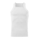 Canottiera da uomo con scollo rotondo Canottiera sportiva monocolore in poliestere Canottiera leggera e traspirante per l'estate 6