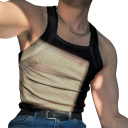 Canottiera da uomo con scollo rotondo Canottiera sportiva monocolore in poliestere Canottiera leggera e traspirante per l'estate e l'allenamento 2