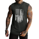 Canottiera da uomo con scollo rotondo e stampa della bandiera americana in poliestere top estivo leggero per sport tempo libero città 3