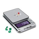 Cântar digital pentru bijuterii până la 1500 g cu precizie în două trepte 0,01 g până la 200 g / 0,1 g până la 1500 g Suprafață de cântărire din oțel inoxidabil Încărcare USB Numărarea pietrelor prețioase 4