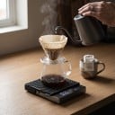 Cântar digital pentru espresso și cafea cu cronometru, precizie 0,1 g, capacitate 2 kg, display LED, suport termoizolant, negru, pentru pour over 5