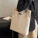 Canvas-Umhängetasche, 38 x 35 cm, Unisex-Tasche ohne Reißverschluss, große Kapazität, elegante Einkaufshandtasche, Arbeits-Canvas-Tasche 2