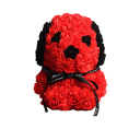 Cão de rosas artificiais 25 cm Figura decorativa feita à mão Decoração de interior Presente romântico Dia dos Namorados Aniversário Adorno luxuoso 2