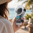Capa à prova de água para Insta360 X5 S com suporte manual de aproximadamente 180 x 35 mm e vara extensível de 28-114 cm Capa subaquática Transparente 7