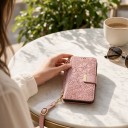 Capa carteira para Samsung Galaxy S25+ com correia cruzada e alça para o pulso Capa flip com slots para cartões e bolso com fecho Zíper 3