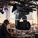 Capa contra a chuva para cabeça rotativa de beam light com proteção da base e do visor transparente com capô preto para eventos ao ar livre 3