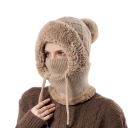 Capa de Inverno para Mulheres com Pom-Pom Circunferência da Cabeça 55–60 cm Cobertura de Cabeça Quente em Malha com Cordões para Amarrar no Inverno 8