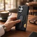 Capa de plástico para Samsung Galaxy S24+ com suporte para cartão e faixa deslizante como suporte para o dedo Suporte para carregamento 13