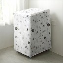Capa de proteção para máquina de lavar de carga superior 86 x 62 x 55 cm Motivo flores preto e branco Zíper na parte superior e frontal PEVA capa 2