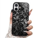 Capa de silicone para iPhone 17 Padrão de renda Acabamento escuro Macia e leve Fosca e antiderrapante Resistente a impactos e riscos 1