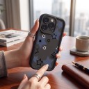 Capa de silicone para Samsung Galaxy A35 5G Estrelas Resistente com bordas elevadas Preta e azul escura Estrelas brancas e pretas Proteção da câmara 3