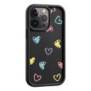 Capa de silicone para Samsung Galaxy A57 com corações coloridos Resistente Bordas elevadas acima do ecrã Grandes corações cheios e contornados Proteção da câmara 4
