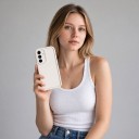 Capa de silicone para Samsung Galaxy S24 com bordas arredondadas e proteção para a câmara Capa macia em silicone Capa protetora 11