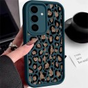 Capa de silicone para Samsung Galaxy S24 Ultra S com padrão de leopardo Moldura de proteção da câmara Bordas elevadas Capa de telemóvel 18