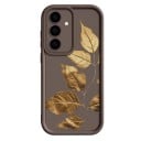 Capa de silicone para Samsung Galaxy S25+ com motivo de folhas douradas Proteção da câmara Capa traseira para telemóvel Folhas e ramo 7