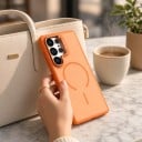 Capa de silicone para Samsung Galaxy S25 Edge com suporte dobrável Suporte para carregamento magnético Capa protetora para telemóvel 15