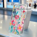 Capa de silicone transparente para Samsung Galaxy S25+ com estampado de flores Capa protetora clara Borda elevada para a câmara Capa para telemóvel 5