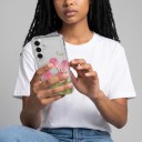 Capa de silicone transparente para Samsung Galaxy S25+ com estampado de flores Capa protetora clara Borda elevada para a câmara Capa para telemóvel 19