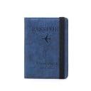 Capa de viagem para passaporte e documentos com faixa elástica Capa de couro PU com a inscrição Passport e motivo de avião 14,6 x 11 x 8