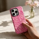 Capa dupla para iPhone 17 Air Padrão zebra Rosa intenso e rosa pó Od resistente a quedas e arranhões Superfície resistente a impressões digitais 2