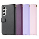 Capa flip para Samsung Galaxy S24 com carteira com fecho e cartões Capa acolchoada em couro sintético com alça para pulso 13
