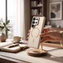 Capa magnética para Samsung Galaxy A26 5G Resistente Suporte dobrável em estrutura de câmara Suporte para carregamento sem fios Capa 3