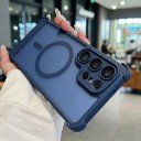 Capa mate resistente a impactos para Samsung Galaxy S24 com suporte para carregamento sem fios magnético Cantos reforçados PC e TPU Capa 2