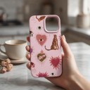 Capa para iPhone 17 Pro Max com motivo de leopardo e corações PC e TPU Superfície Fosca Resistente a Impactos e Riscos 7