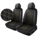 Capa para os bancos da frente do carro 4 pcs Capa universal preta em pele sintética com costura em losango e espuma PE 5