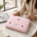 Capa para portátil 13 a 14 polegadas Proporcionada com laços bordados 35 x 26 cm Forro de pelúcia Para MacBook 13 e 14 6