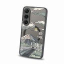 Capa para Samsung Galaxy S24 com motivo Anime Town Suporte para carregamento magnético Acrílico e TPU Capa protetora para telemóvel com anel 5
