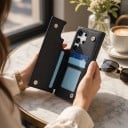 Capa para Samsung Galaxy S24+ Compartimentos para cartões na aba traseira Padrão acolchoado Material PU couro Capa com carteira 4