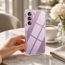 Capa para Samsung Galaxy S24 FE Cantos Reforçados e Recorte para Câmera Material TPU poliuretano termoplástico Transparente Capa Protetora 6