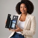 Capa para Samsung Galaxy S24 FE Compartimentos para cartões na aba traseira Padrão acolchoado Material de pele PU Capa com carteira 5