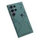 Capa para Samsung Galaxy S25 Avião e rota aérea no mapa do mundo Capa flexível em TPU Capa de viagem para telemóvel 5