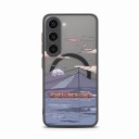 Capa para Samsung Galaxy S25 com motivo Anime Town Suporte para carregamento magnético Acrílico e TPU Capa protetora para telemóvel com anel 9