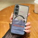 Capa para Samsung Galaxy S25 com motivo Anime Town Suporte para carregamento magnético Acrílico e TPU Capa protetora para telemóvel com anel 10